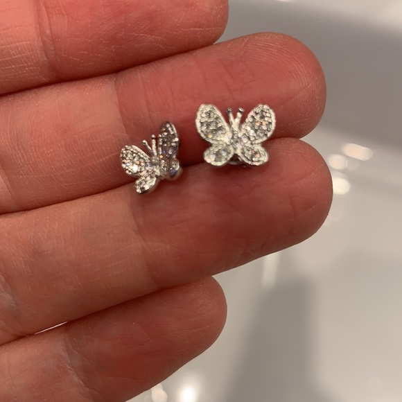 Sterling cz butterfly earrings - Picture 2 of 4